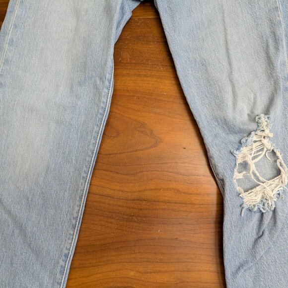 Womens 24 Blue Levi’s Premium Denim Wedgie Straight Jeans Button Fly Distressed - Picture 5 of 10